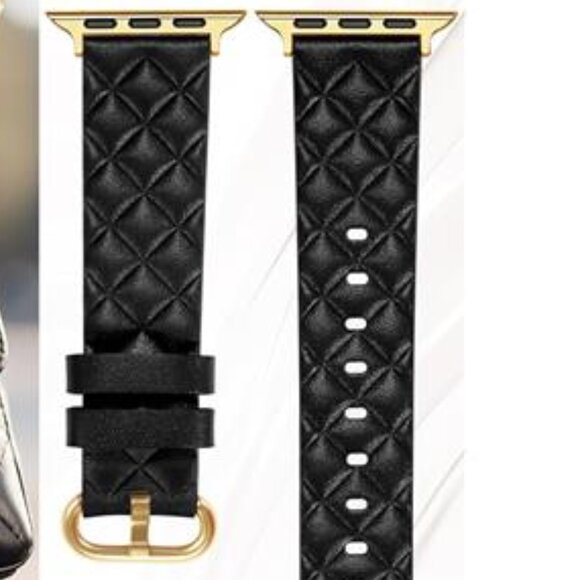 NEW Black Leather Stylish Luxury Apple Watch Band - Picture 2 of 5